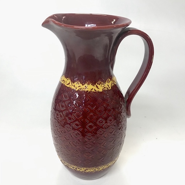 VASE, German Pottery - Burgundy Yellow Jug